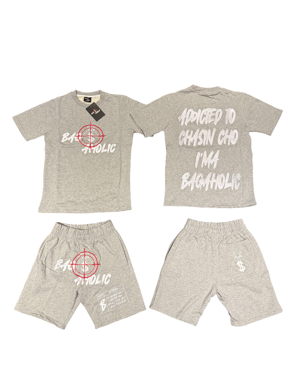 BAGAHOLIC (ATCCIB) T-Shirt/Short Set (Grey)