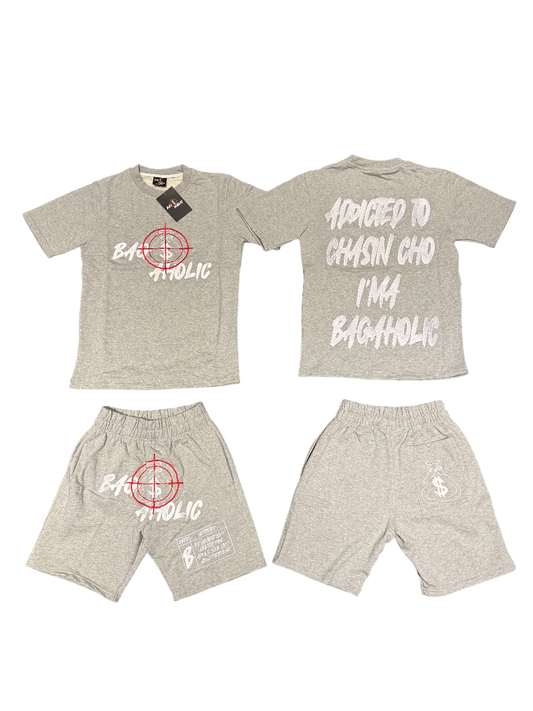 BAGAHOLIC (ATCCIB) T-Shirt/Short Set (Grey)