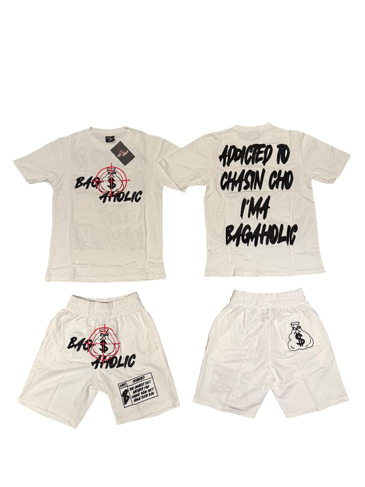 BAGAHOLIC (ATCCIB) T-Shirt/Short Set (White)
