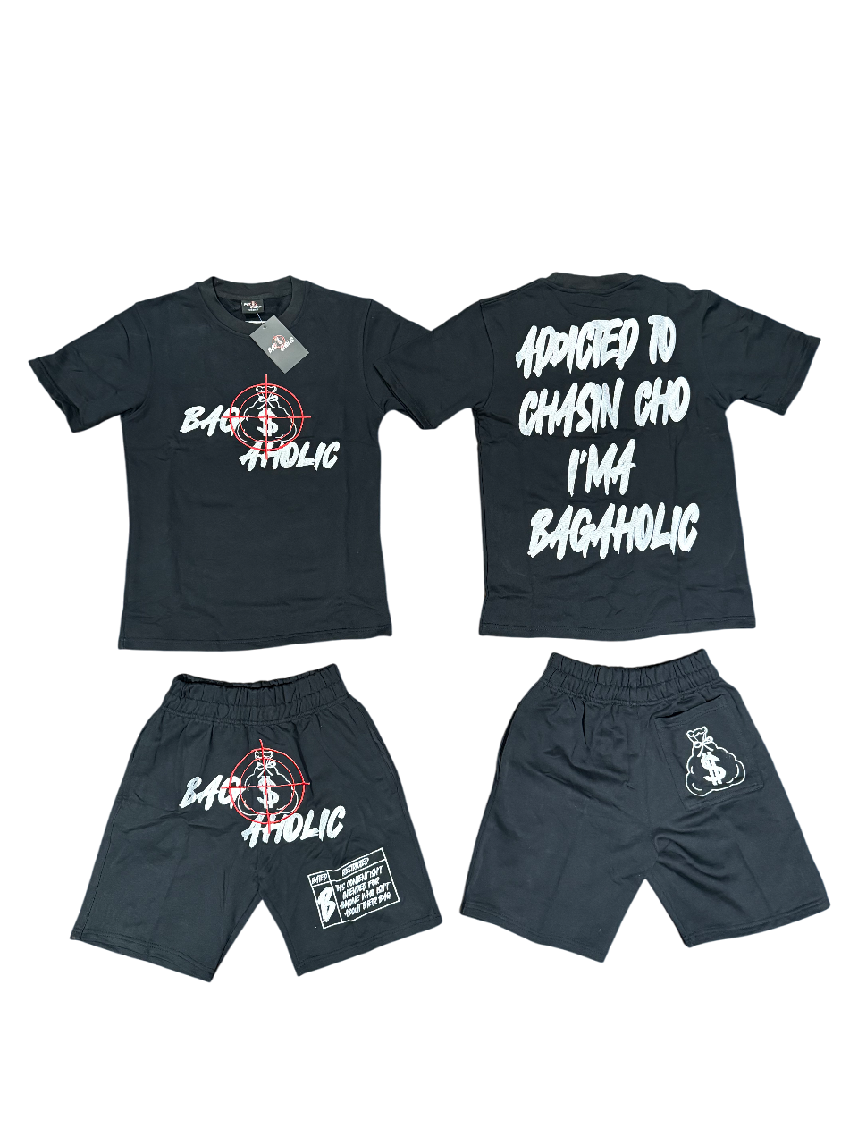 BAGAHOLIC (ATCCIB) T-Shirt/Short Set (Black)