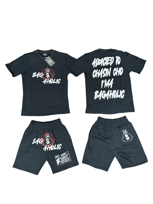 BAGAHOLIC (ATCCIB) T-Shirt/Short Set (Black)