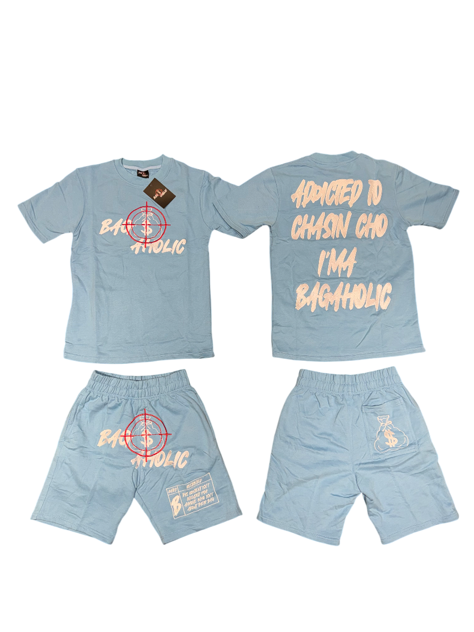 BAGAHOLIC (ATCCIB) T-Shirt/Short Set (Light Blue)