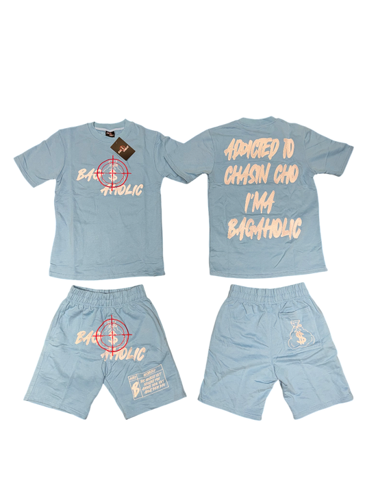 BAGAHOLIC (ATCCIB) T-Shirt/Short Set (Light Blue)