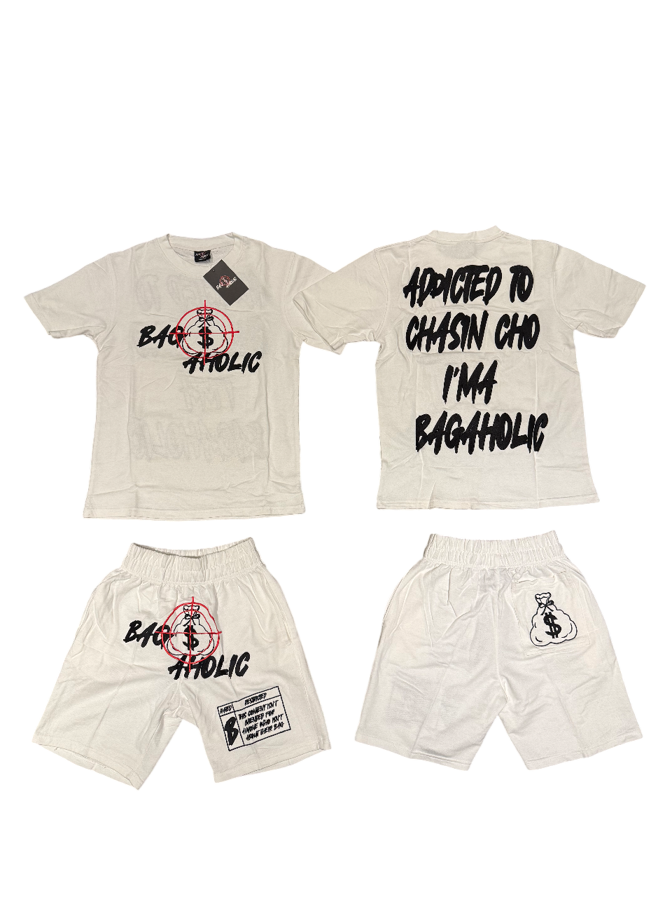 BAGAHOLIC (ATCCIB) T-Shirt/Short Set (White)